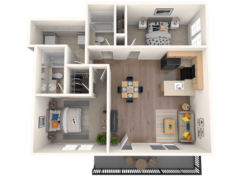 a 1 bedroom floor plan of a 2100 sq ft apartment